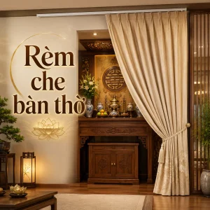 rèm vải che bàn thờ
