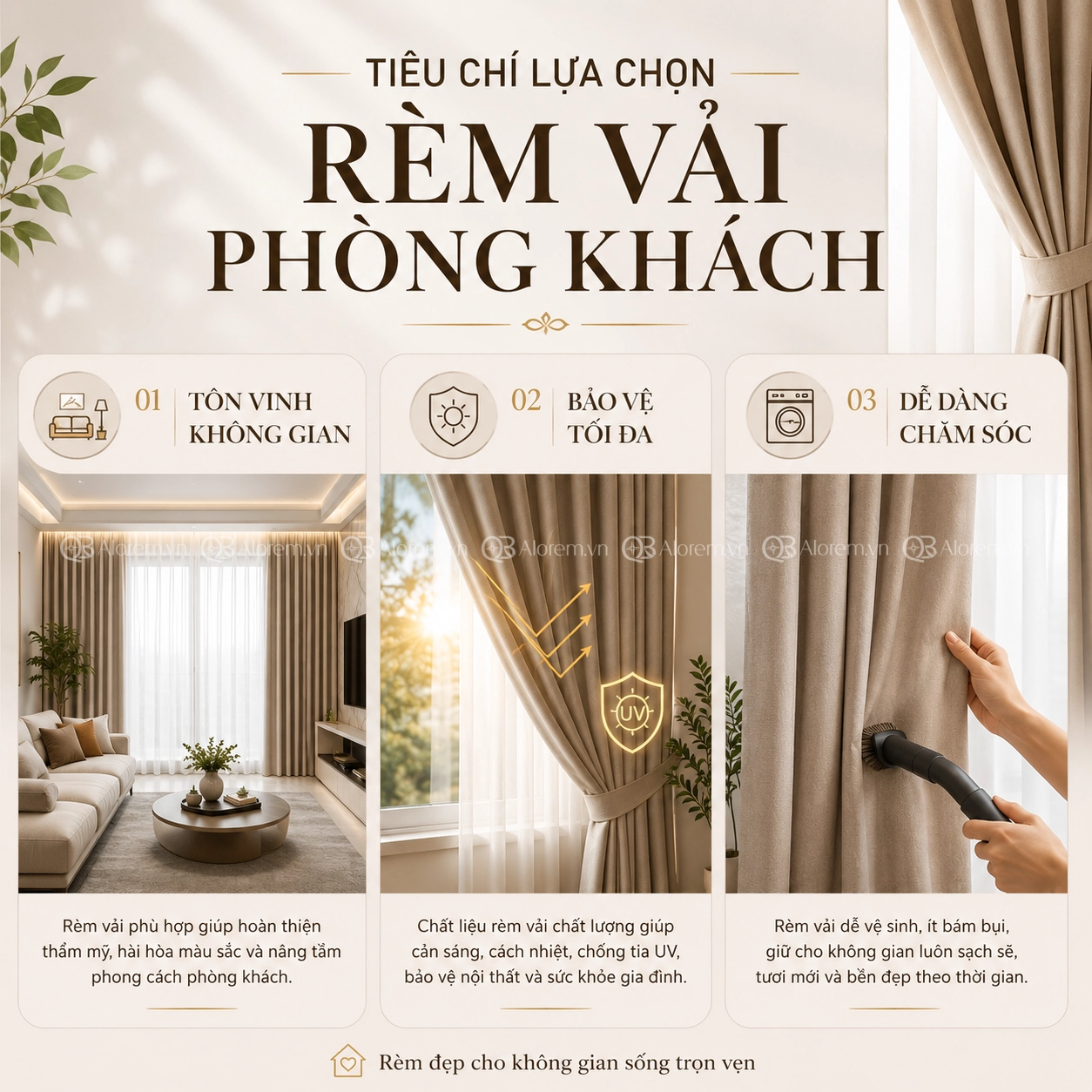 Tiêu chí lựa chọn rèm vải phòng khách 