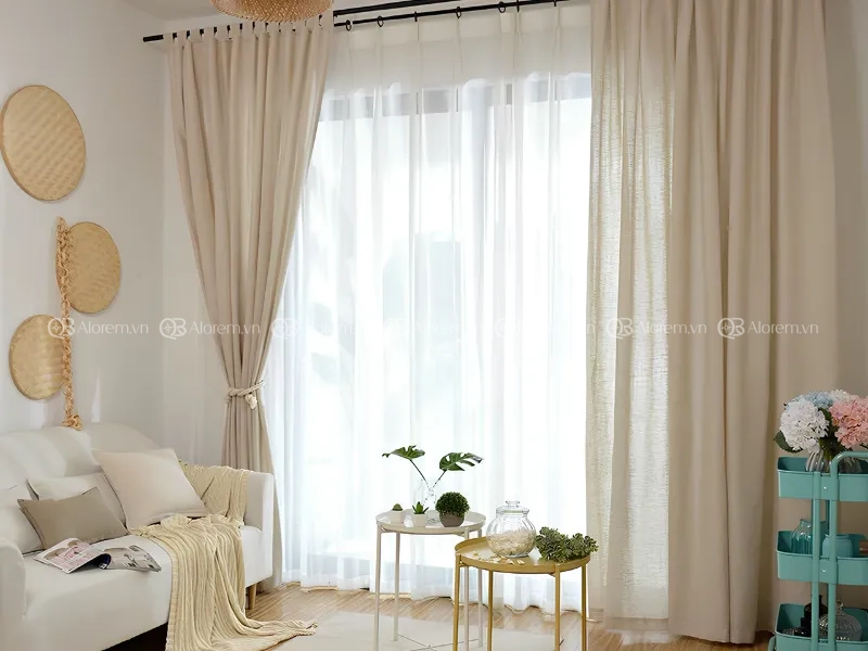 Rèm vải lanh một màu, phong cách cổ điển và sang trọng