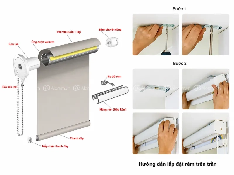 Cách lắp rèm cuốn chống nắng từng bước